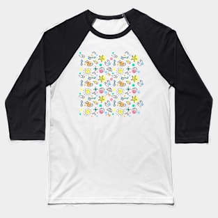 Doodle, Drawing, Summer T-Shirt Baseball T-Shirt